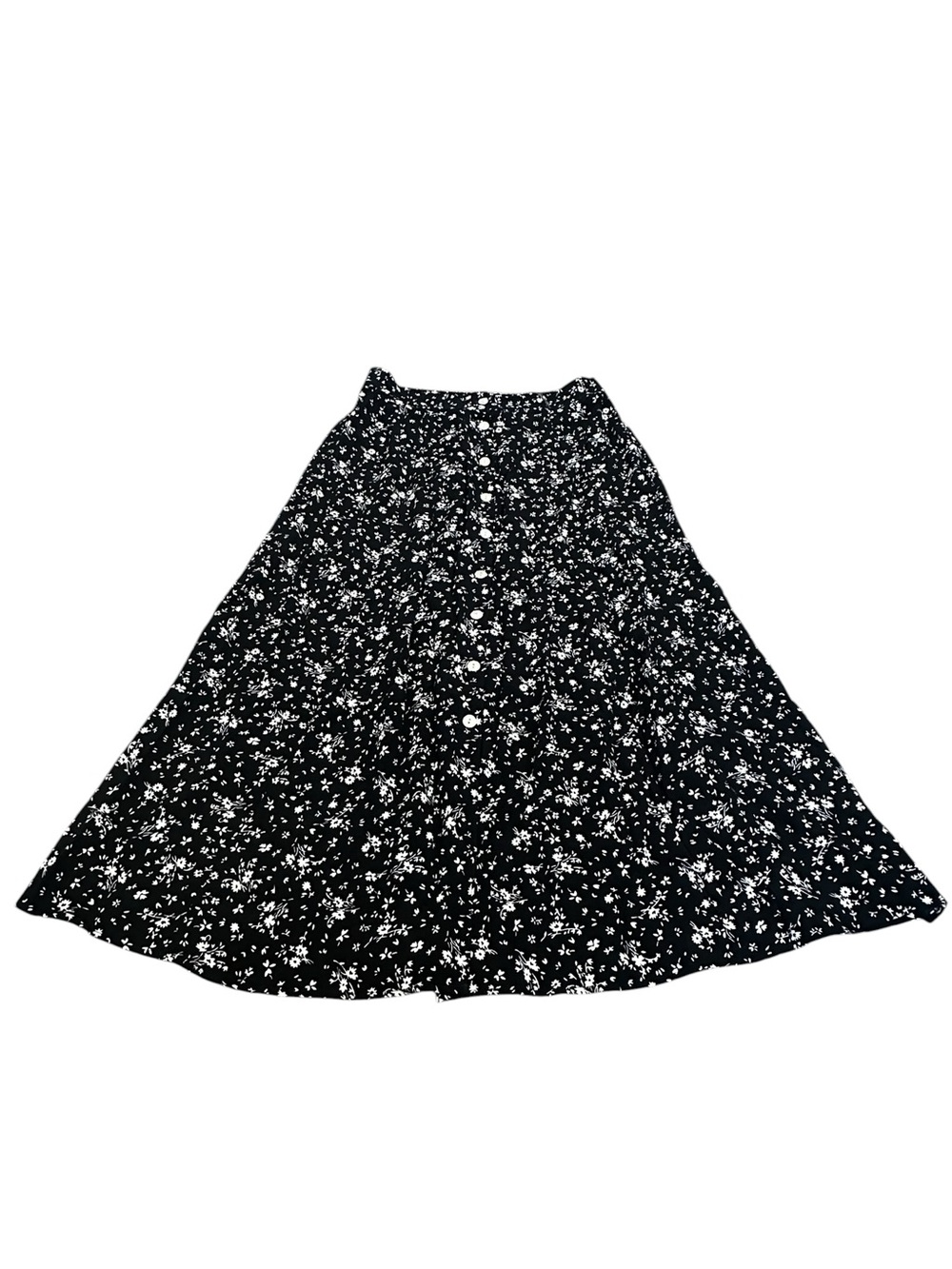 Vintage Jonathan Martin Cottagecore Floral Midi Skirt ButtonUp Elastic Waist